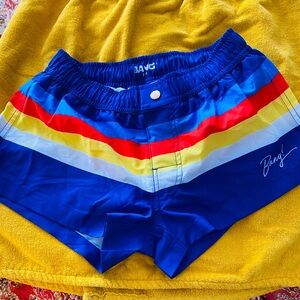 ⛑️⛑️Men’s Bang Striped Athletic Swimtrunks - Blue, Red, Yellow. Size XS.